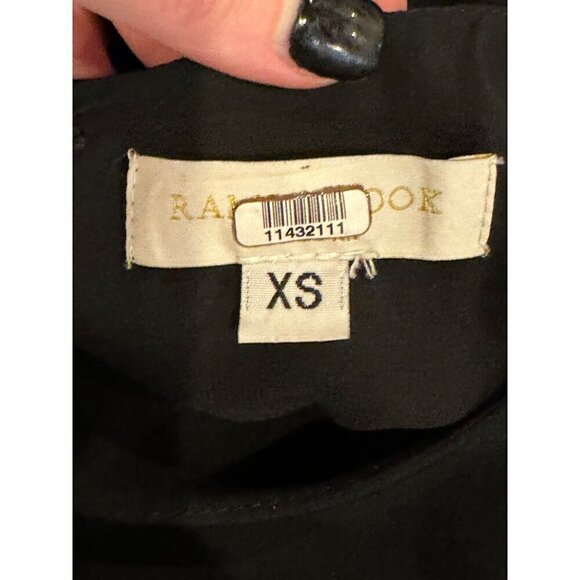 Ramy Brook Shirt Womens Extra Small Black Crepe Crew Neck Slit Sleeves Addy Top - Picture 8 of 11